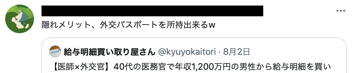 医師 外交官 40代の医務官で手取り年収1 0万円で額面年収1 800万円 給与明細買取屋さん公式まとめブログ